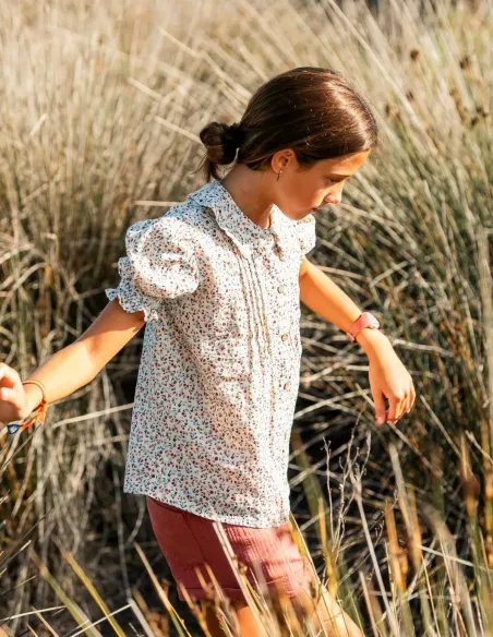 BLUSA GASA FLORES ROSA NIÑA/TEEN