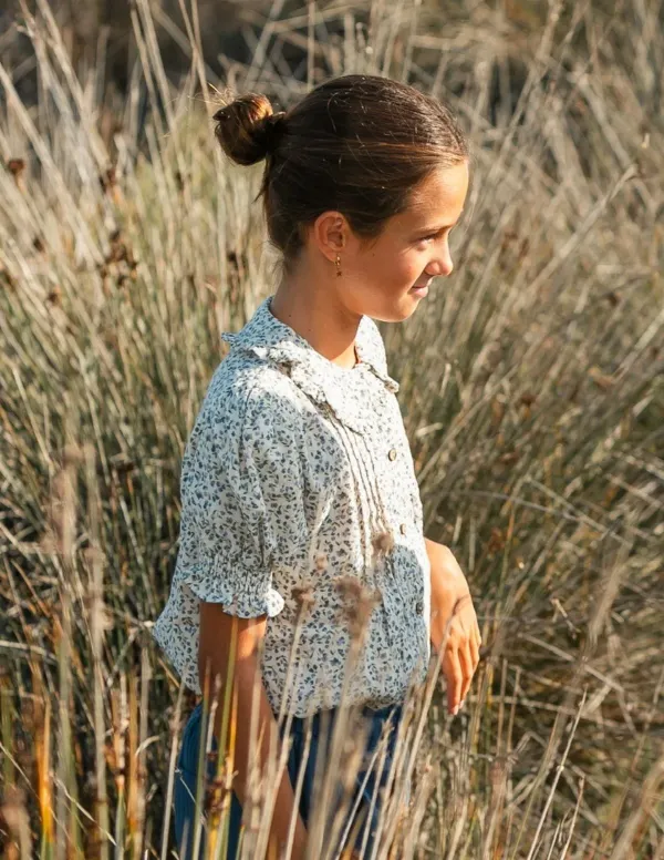 BLUSA GASA FLORES AZUL NIÑA/TEEN