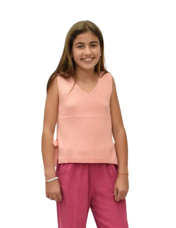 CHALECO PICO LAZOS MELOCOTON NIÑA/TEEN 2