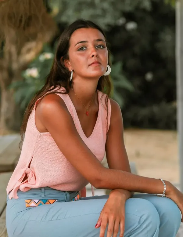 CHALECO PICO LAZOS MELOCOTON CHICA/WOMAN