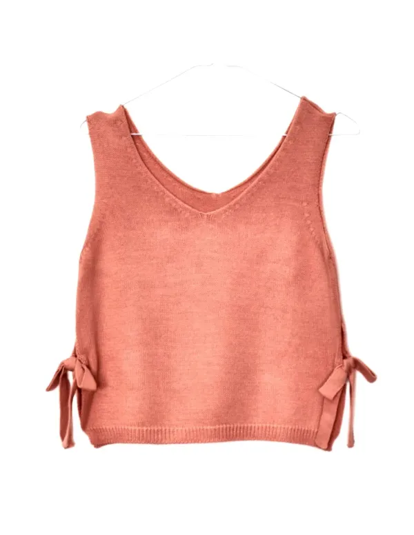 CHALECO PICO LAZOS MELOCOTON CHICA/WOMAN