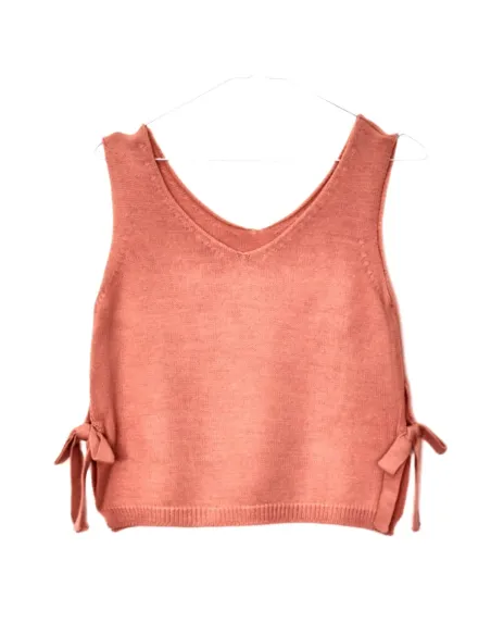 CHALECO PICO LAZOS MELOCOTON CHICA/WOMAN