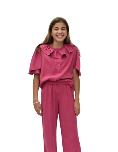 BLUSA LINO FLUIDO FUCSIA