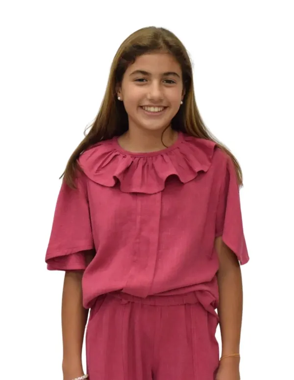 BLUSA LINO FLUIDO FUCSIA 2