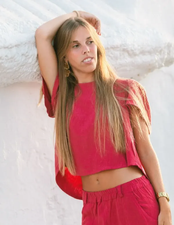 TOP LINO FLUIDO FUCSIA