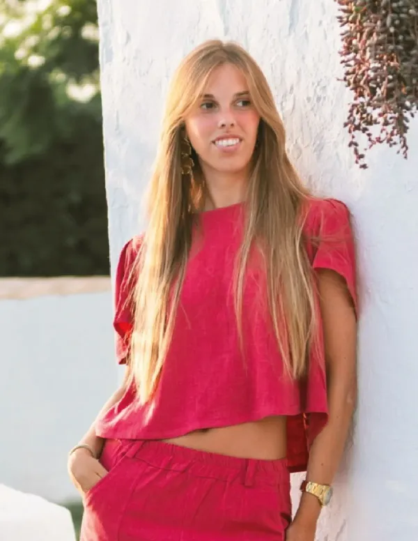 TOP LINO FLUIDO FUCSIA