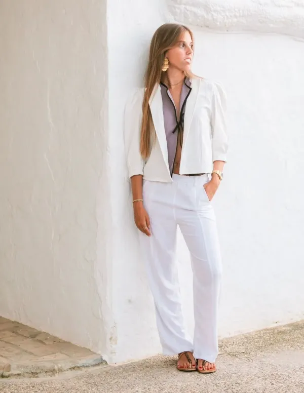 PANTALÓN LINO FLUIDO BLANCO CHICA/WOMAN 2