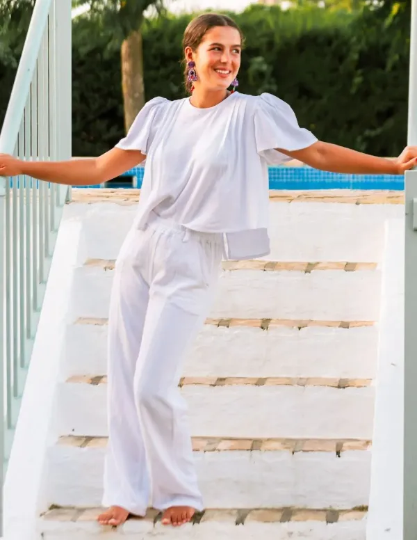 PANTALÓN LINO FLUIDO BLANCO CHICA/WOMAN