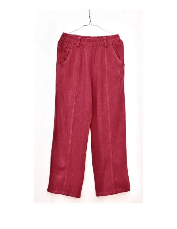 PANTALÓN LINO FLUIDO FUCSIA CHICA/WOMAN