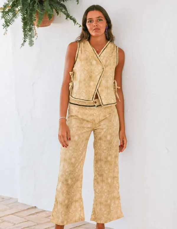 PANTALÓN TYE DYE LISO MOSTAZA