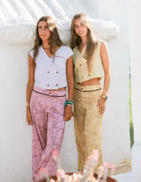 PANTALÓN TYE DYE LISO MOSTAZA