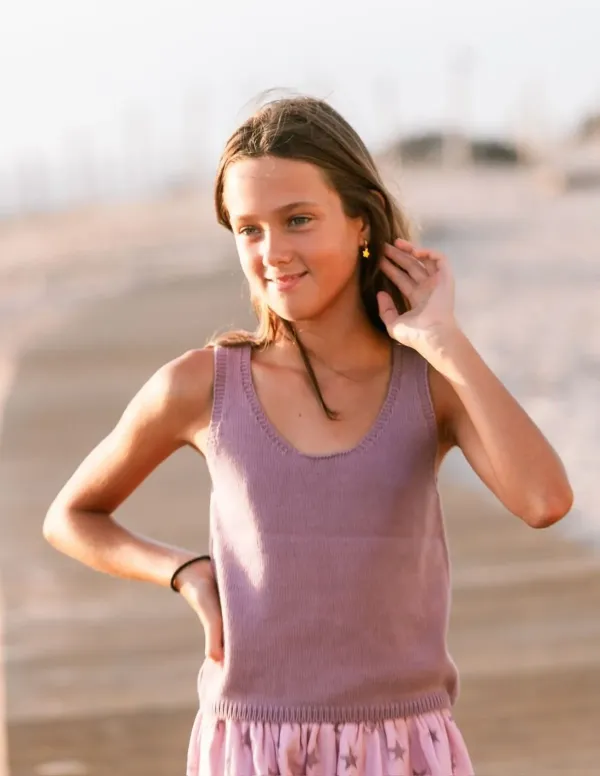 TOP TIRANTES PUNTO MALVA NIÑA/TEEN 2
