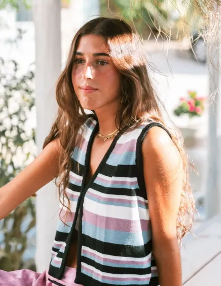 CHALECO RAYAS MALVA CHICA/WOMAN