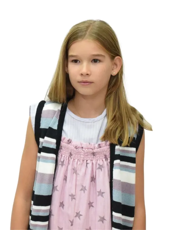 CHALECO RAYAS MALVA NIÑA/TEEN