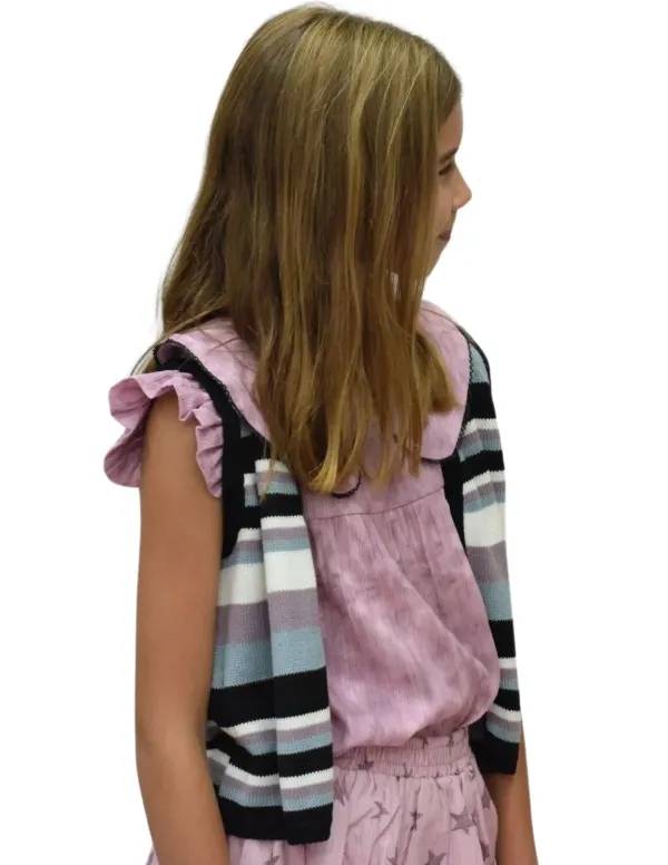 CHALECO RAYAS MALVA NIÑA/TEEN