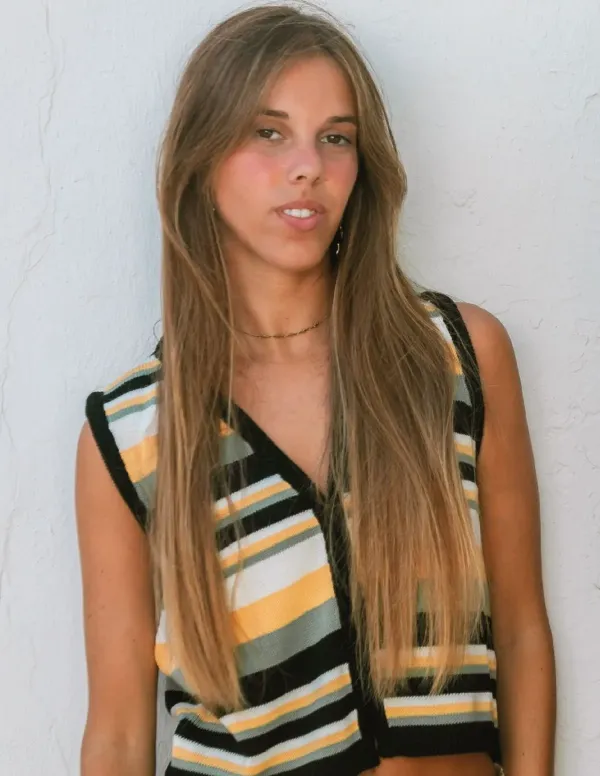 CHALECO RAYAS MOSTAZA CHICA/WOMAN