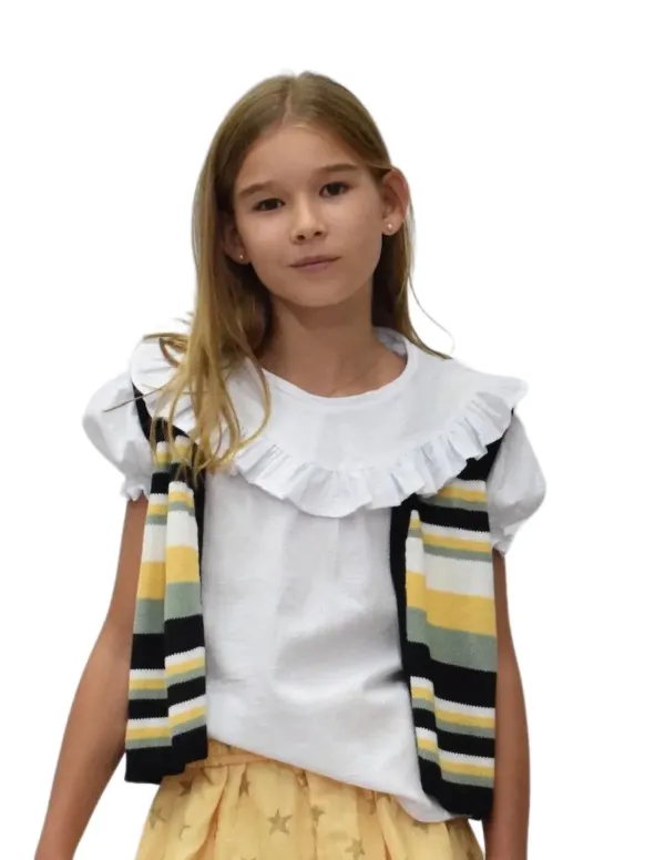 CHALECO RAYAS MOSTAZA NIÑA/TEEN