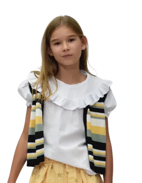 CHALECO RAYAS MOSTAZA NIÑA/TEEN