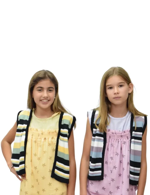 CHALECO RAYAS MOSTAZA NIÑA/TEEN