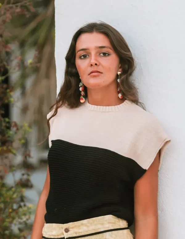 JERSEY BICOLOR NEGRO/BEIGE CHICA/WOMAN