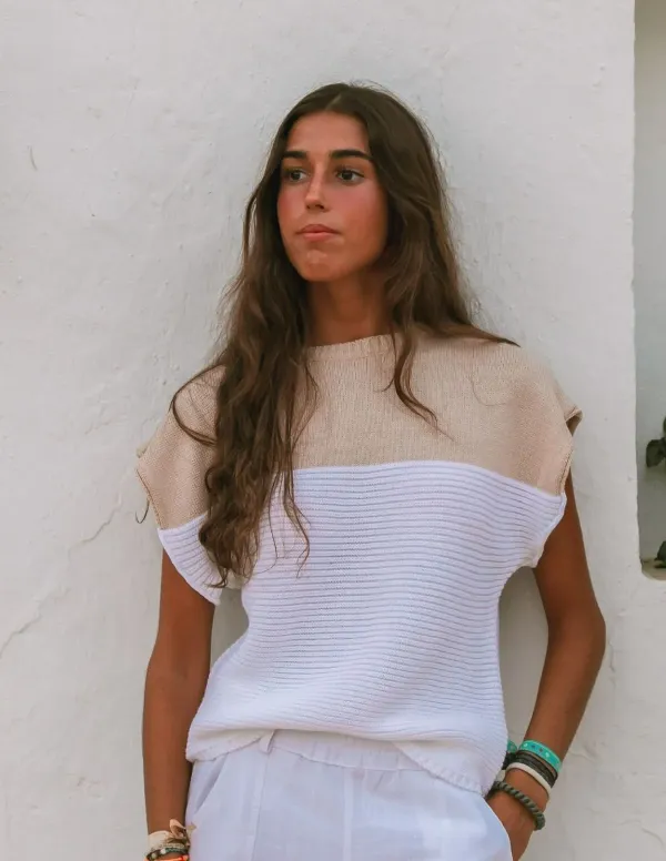 JERSEY BICOLOR BLANCO/BEIGE CHICA/WOMAN