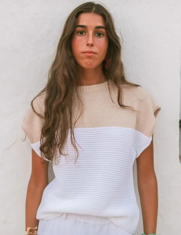 JERSEY BICOLOR BLANCO/BEIGE CHICA/WOMAN 2