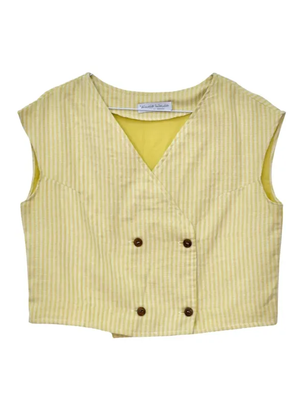CHALECO GASA RAYAS MOSTAZA