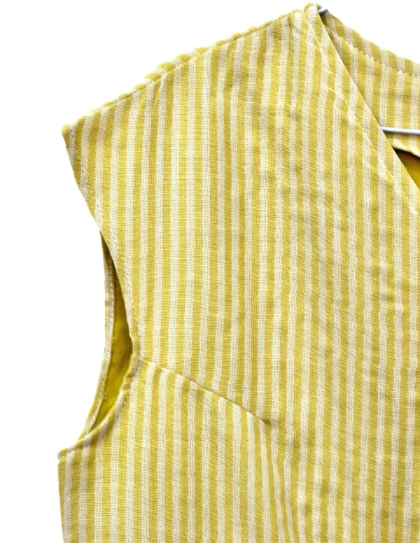 CHALECO GASA RAYAS MOSTAZA