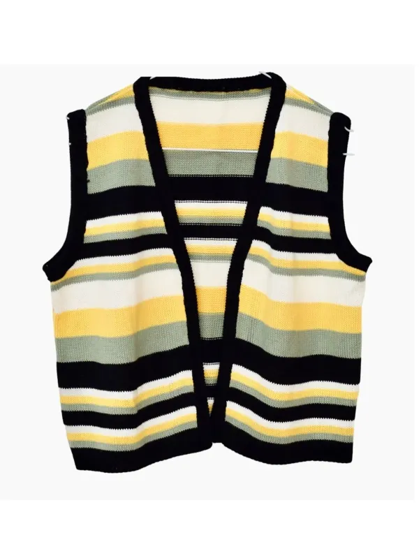 CHALECO RAYAS MOSTAZA NIÑA/TEEN