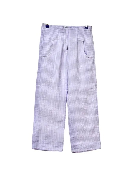 PANTALON GASA RAYAS MALVA