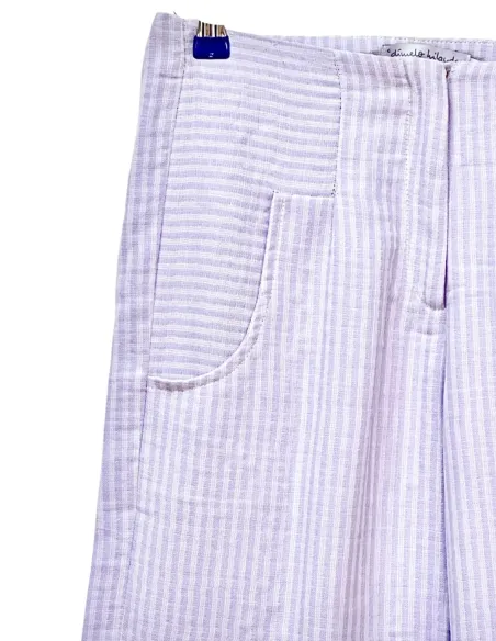 PANTALON GASA RAYAS MALVA