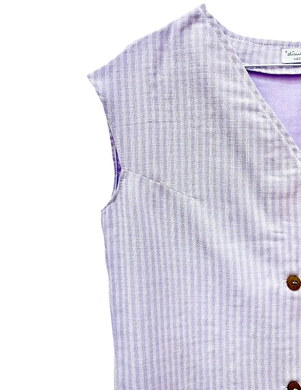 CHALECO GASA RAYAS MALVA