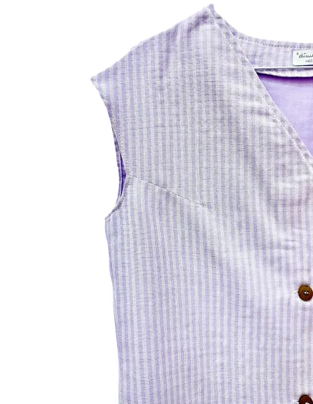 CHALECO GASA RAYAS MALVA