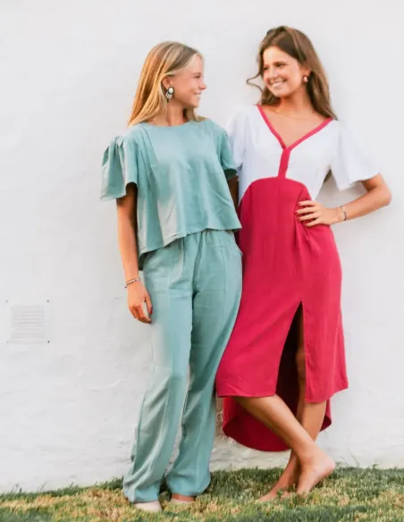 VESTIDO BICOLOR AGUA