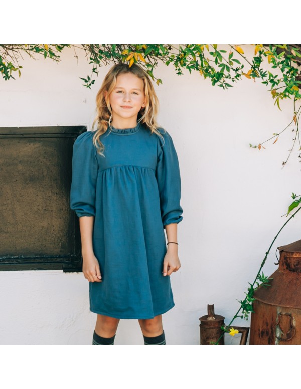 Vestido Liso Azul Niña/Teen