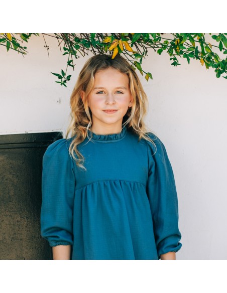 Vestido Liso Azul Niña/Teen