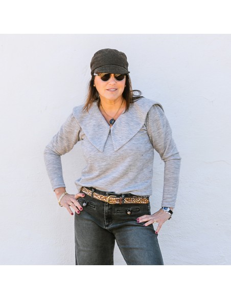 Jersey Pico Volante Gris Chica/Woman