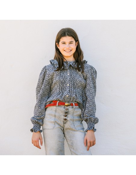 Blusa Escudos Gris/Azul Niña/Teen