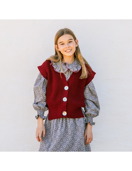 Blusa Escudos Gris/Burdeos Niña/Teen