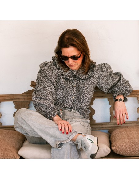 Blusa Escudos Gris/Azul Chica/Woman