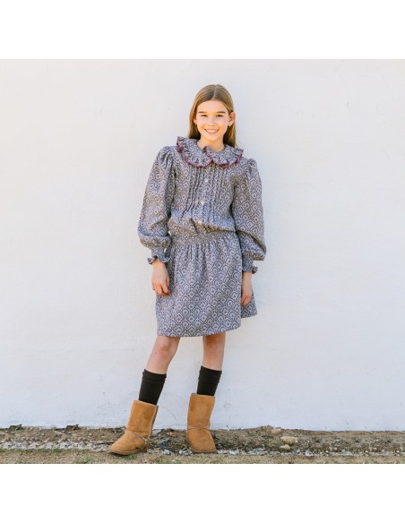 Falda Escudos Gris/Burdeos Niña/Teen