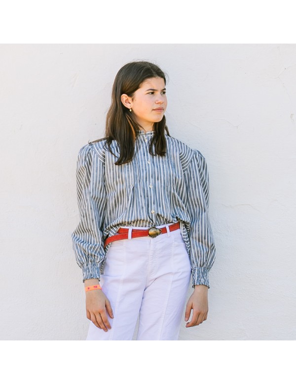 Blusa Rayas Azul Grisáceo Niña/Teen