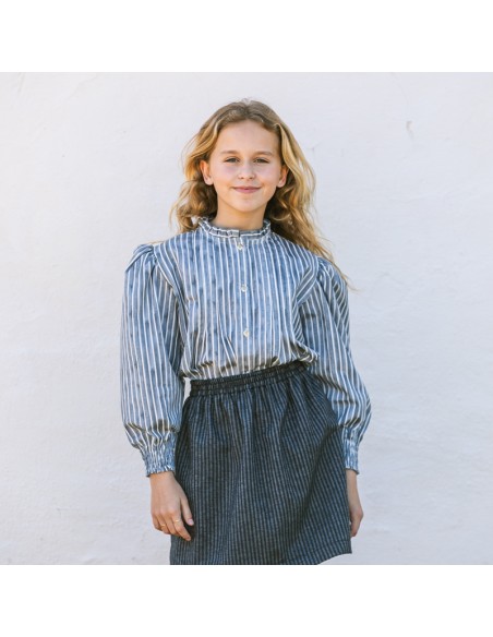 Blusa Rayas Azul Grisáceo Niña/Teen