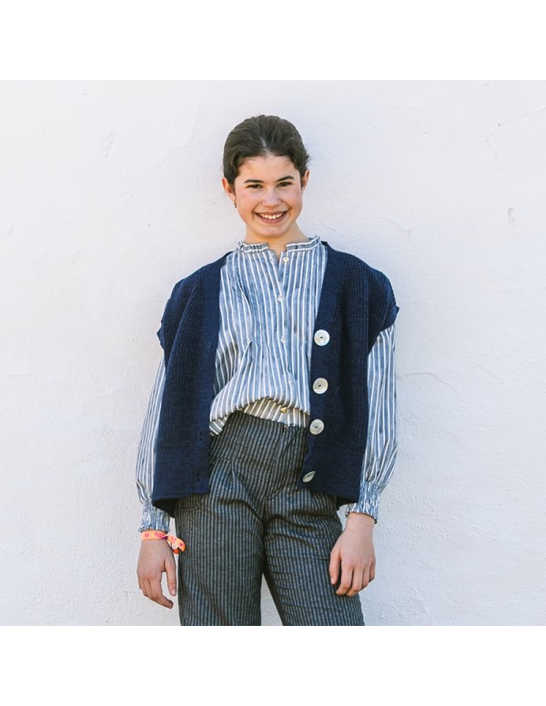 Blusa Rayas Azul Grisáceo Niña/Teen