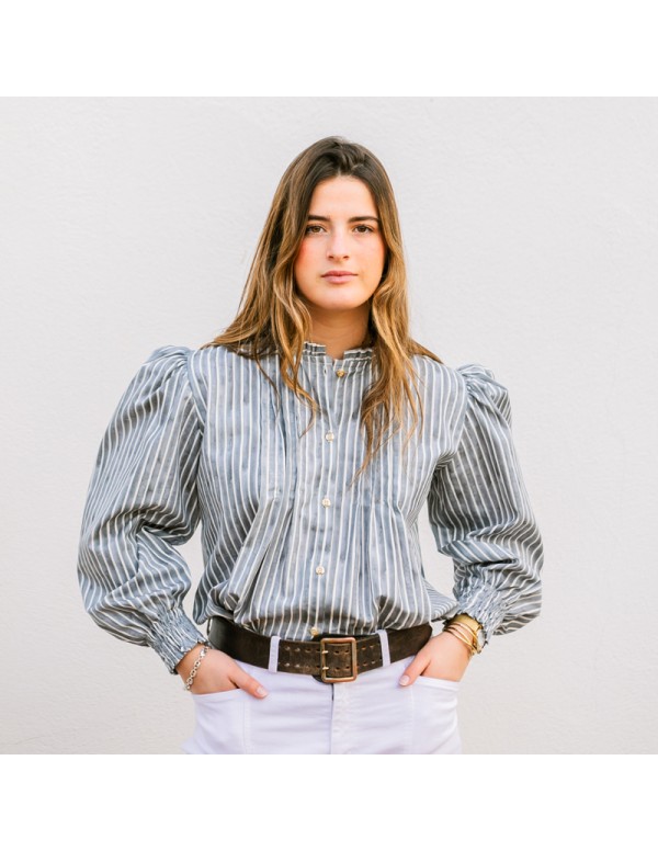 Blusa Rayas Azul Grisáceo Chica/Woman