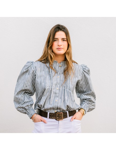 Blusa Rayas Azul Grisáceo Chica/Woman