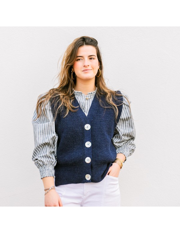 Blusa Rayas Azul Grisáceo Chica/Woman