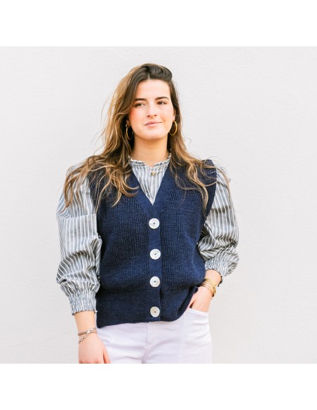 Blusa Rayas Azul Grisáceo Chica/Woman