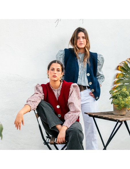 Blusa Rayas Azul Grisáceo Chica/Woman