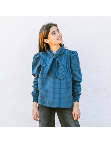 Blusa Lazo Cuadros Azul Niña/Teen